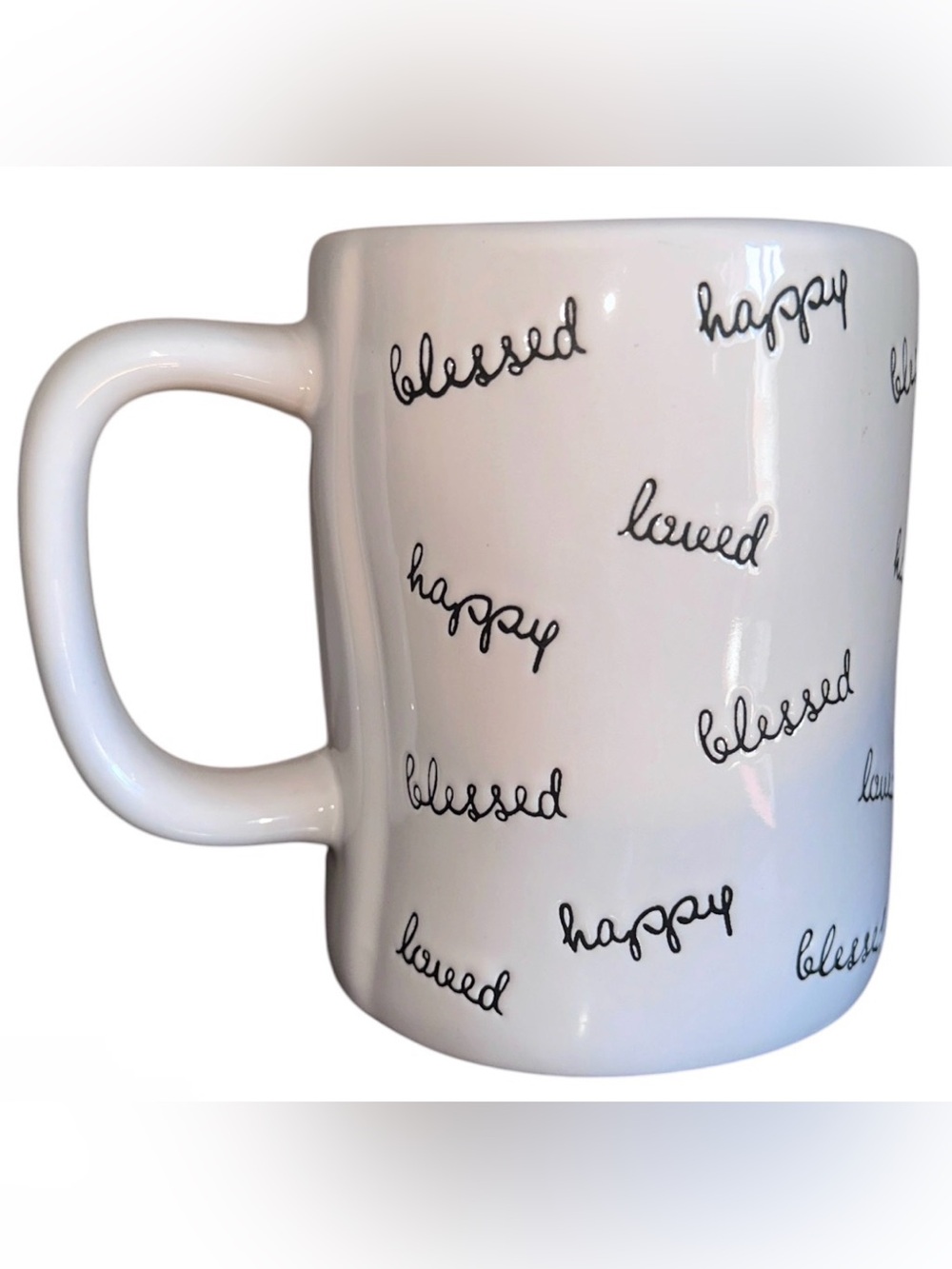 Rae Dunn Blessed-Happy-Loved mug